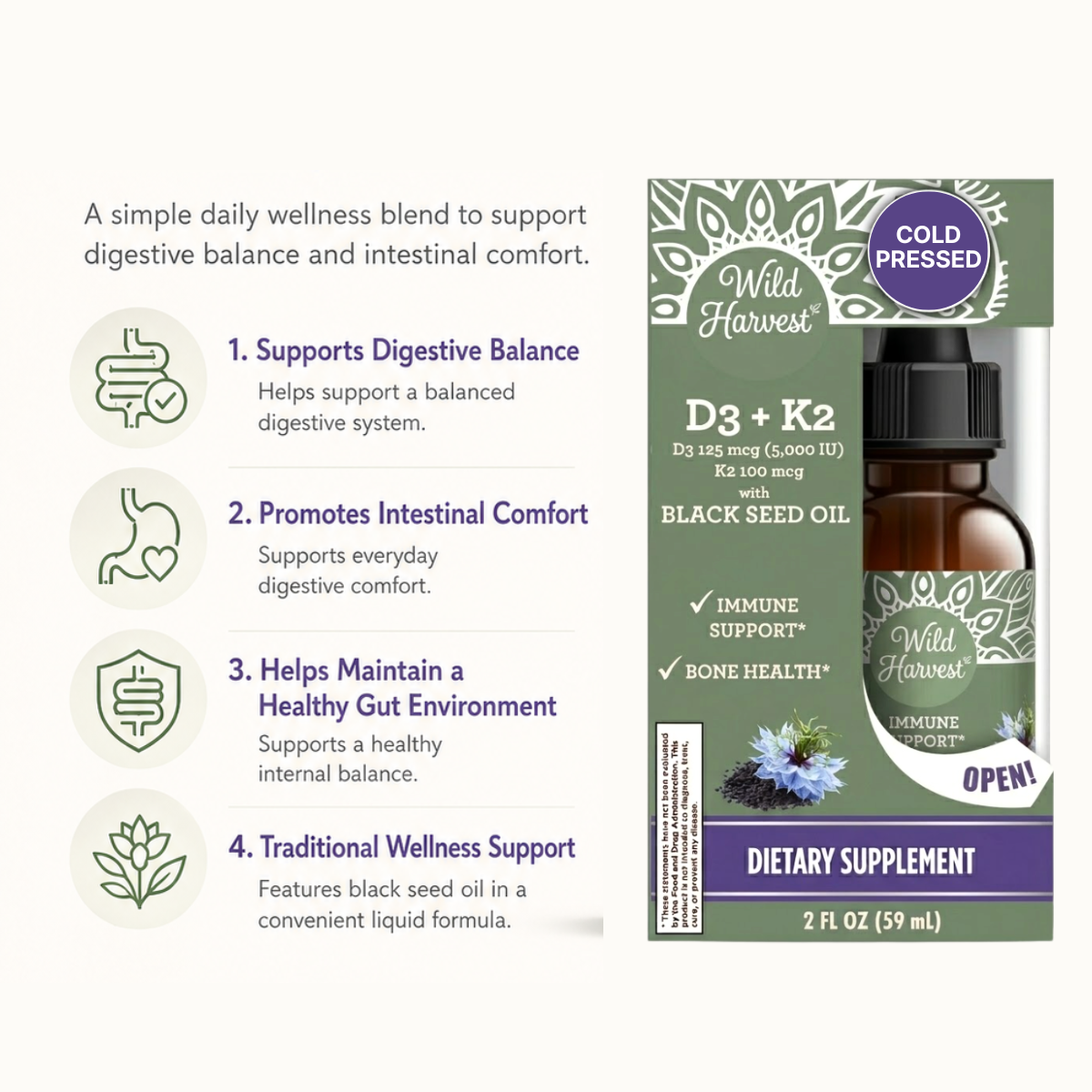 D3 + K2 with Black Seed Oil Liquid Drops